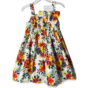 NWT Shabby chic Floral Boutique dress With Matching Bow Toddler 3T‎ Cottagecore